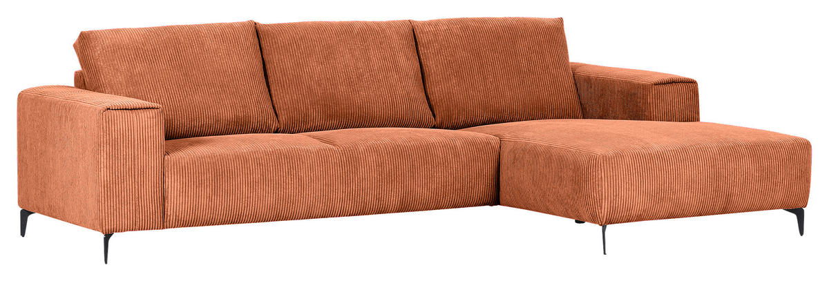 ECKSOFA in Cord Rostfarben  - Rostfarben/Schwarz, Konventionell, Textil/Metall (285/170cm) - Carryhome