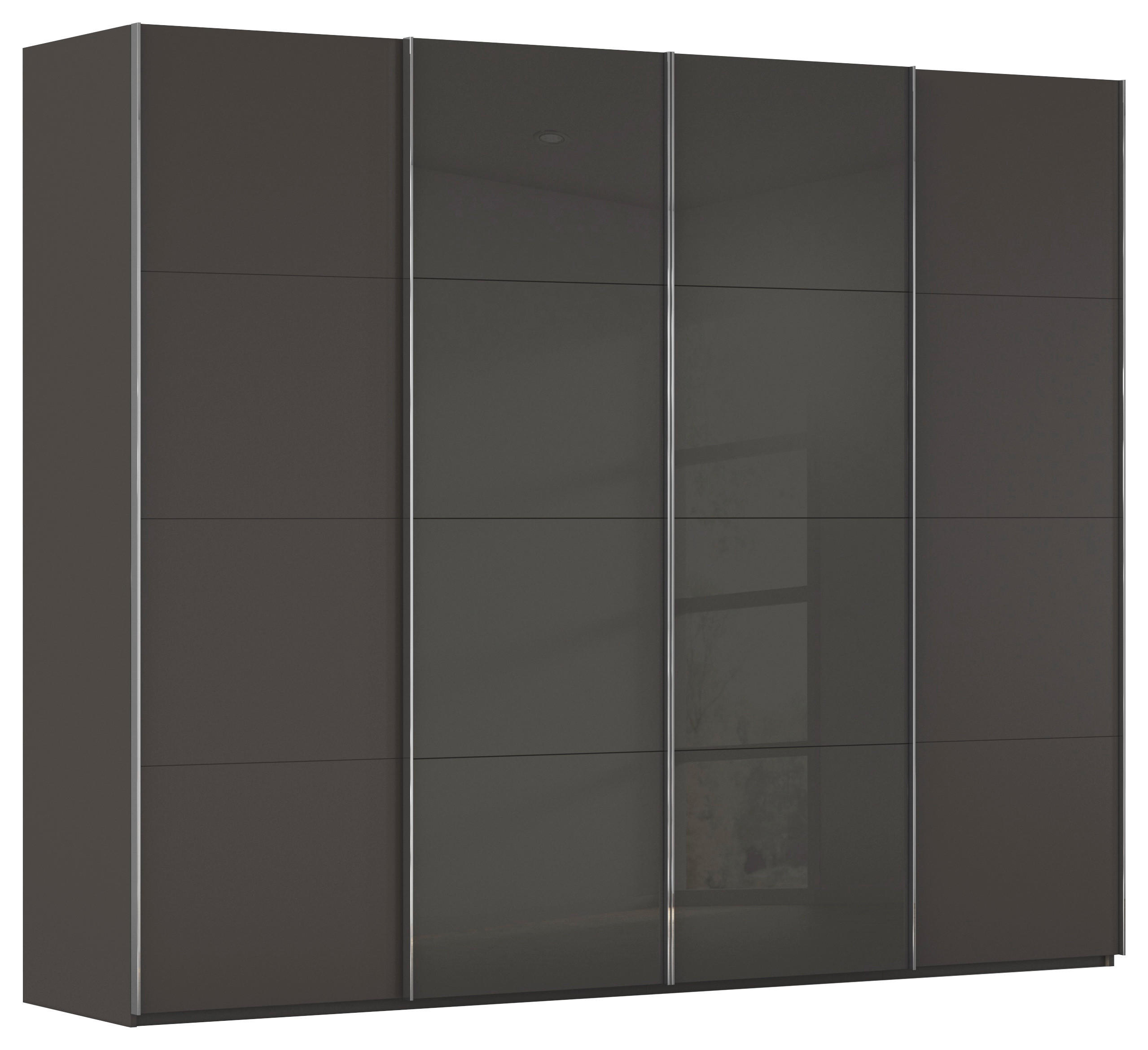 SCHWEBETÜRENSCHRANK 271/223/68 cm 4-türig Graphitfarben, Schwarz  - Chromfarben/Graphitfarben, KONVENTIONELL, Glas/Holzwerkstoff (271/223/68cm) - Novel