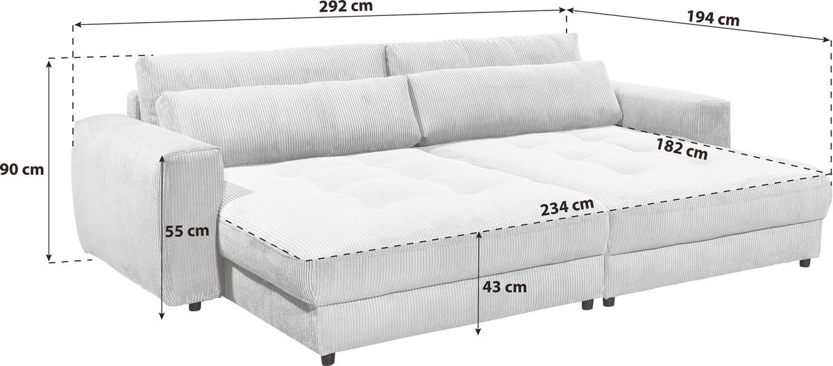 NAGY KANAPÉ textil, faalapú anyag sötétzöld  - fekete/sötétzöld, Konventionell, műanyag/faalapú anyag (292/90/194cm) - MID.YOU