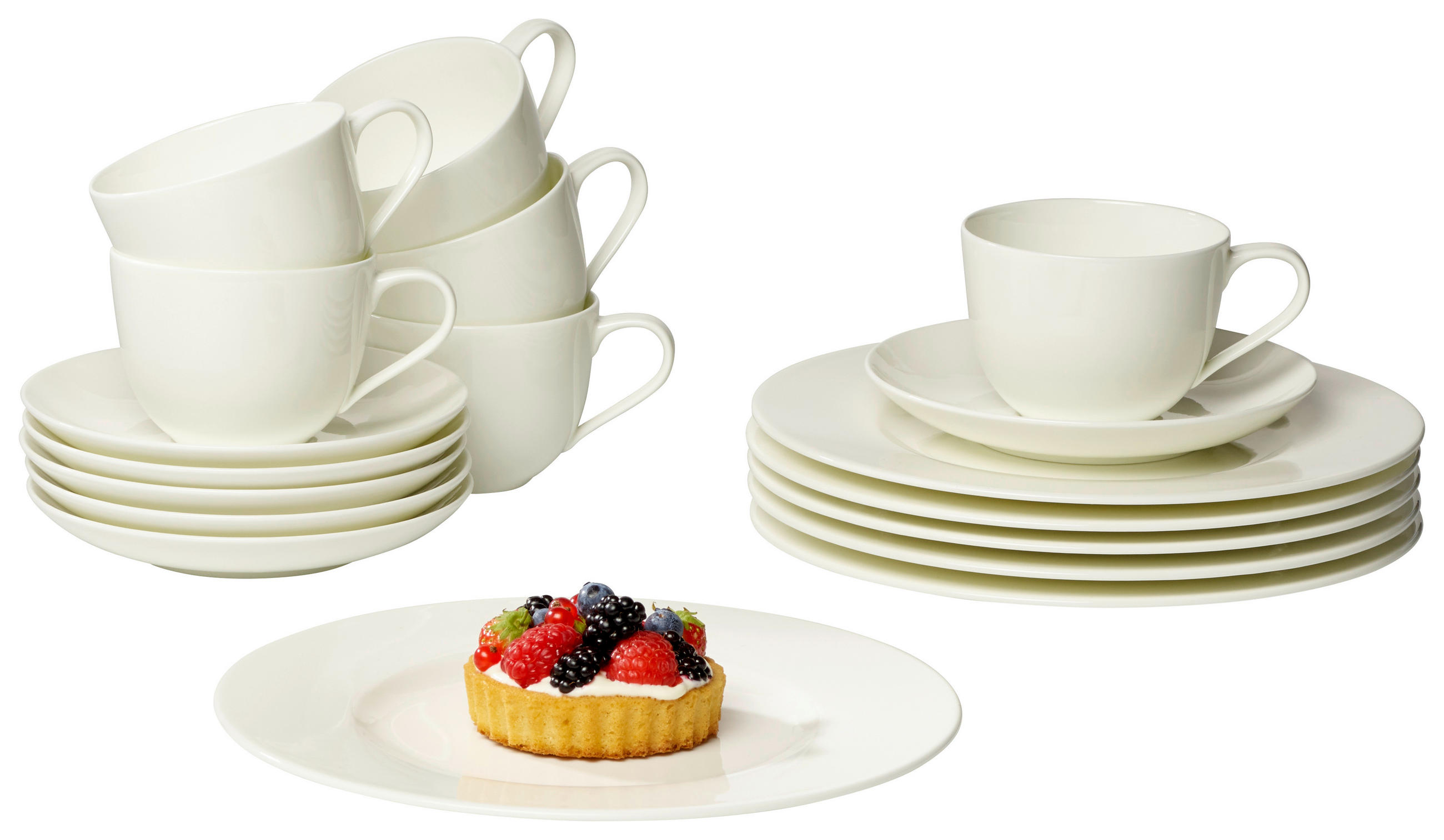 KAFFEESET Noblesse 18-teilig - Weiß, Basics, Keramik (34/19/32cm) - Noblesse - V&B