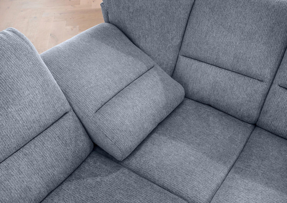 ECKSOFA in Chenille Hellblau  - Chromfarben/Hellblau, Modern, Textil/Metall (275/236cm) - Livetastic