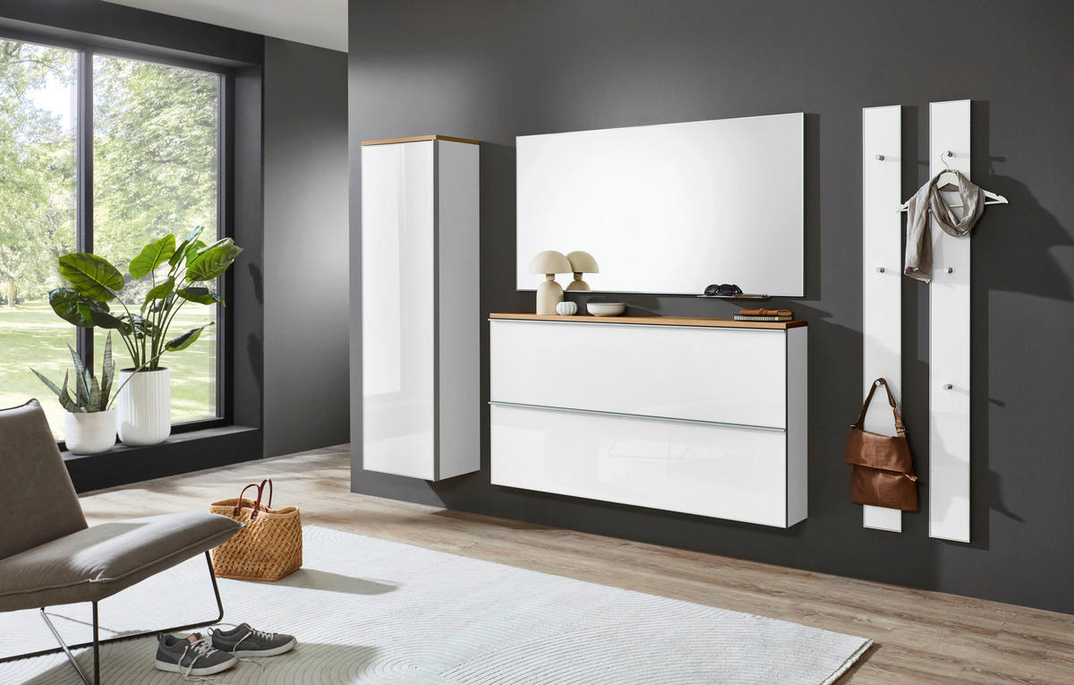 SCHUHKIPPER  in 160/83/21 cm  - Eichefarben/Silberfarben, Design, Glas/Holzwerkstoff (160/83/21cm)