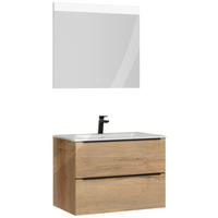 BADEZIMMER 3-teilig  in 81 cm  - Eichefarben/Schwarz, MODERN, Holzwerkstoff/Stein (81cm) - Nobilia