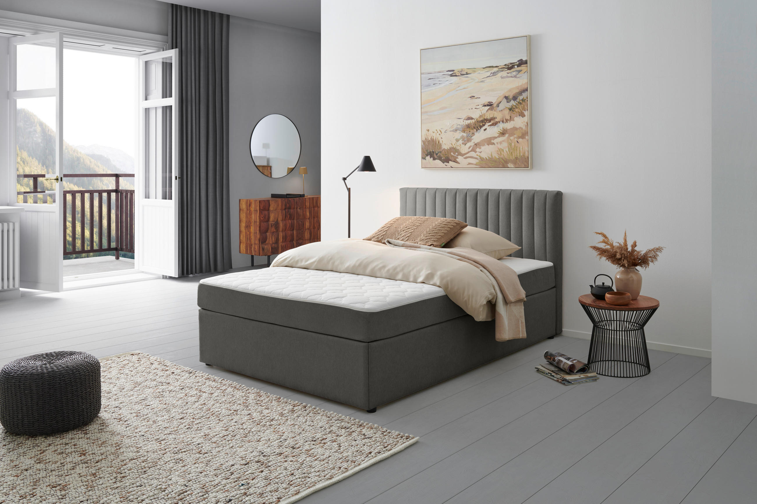 MID.YOU AMERICKÁ POSTEL, 120/200 cm, tmavě šedá