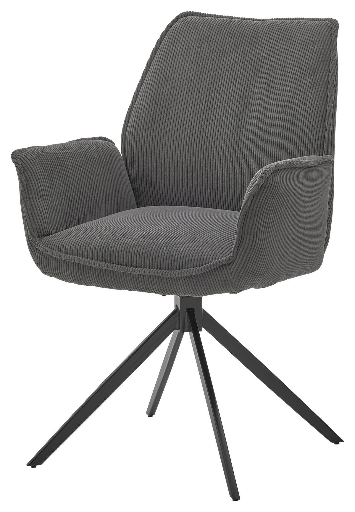 ARMLEHNSTUHL  in Cord  - Anthrazit/Schwarz, Design, Textil/Metall (63/91/65cm) - Musterring
