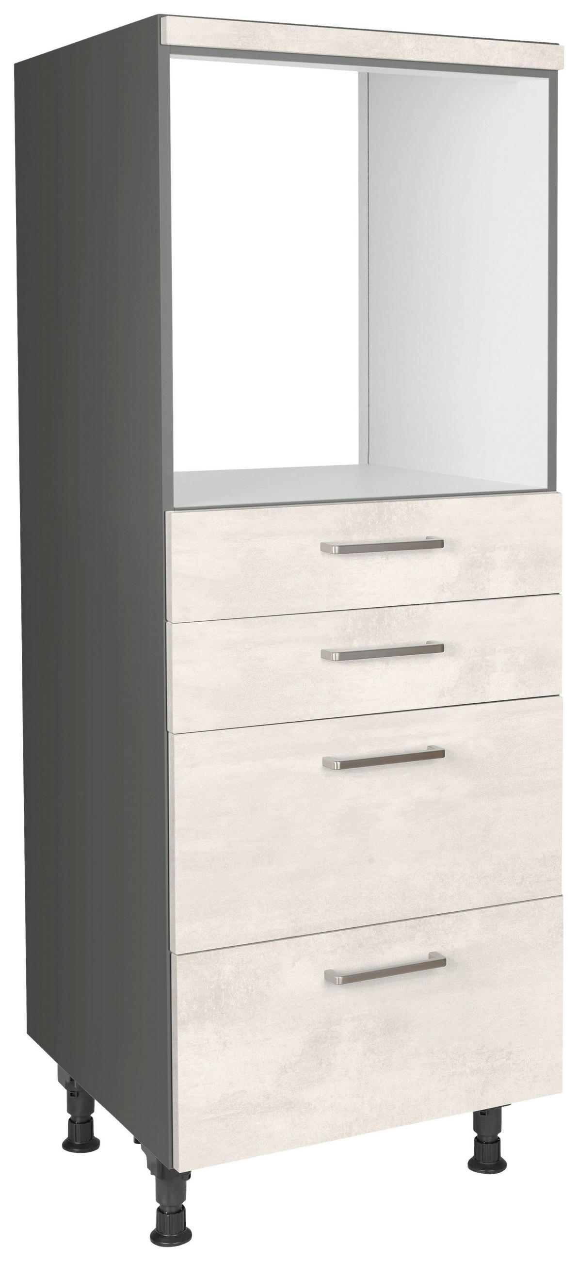 GERÄTEUMBAUSCHRANK 60/168/58 cm  in Weiß  - Schieferfarben/Edelstahlfarben, MODERN, Holzwerkstoff/Metall (60/168/58cm) - Nobilia