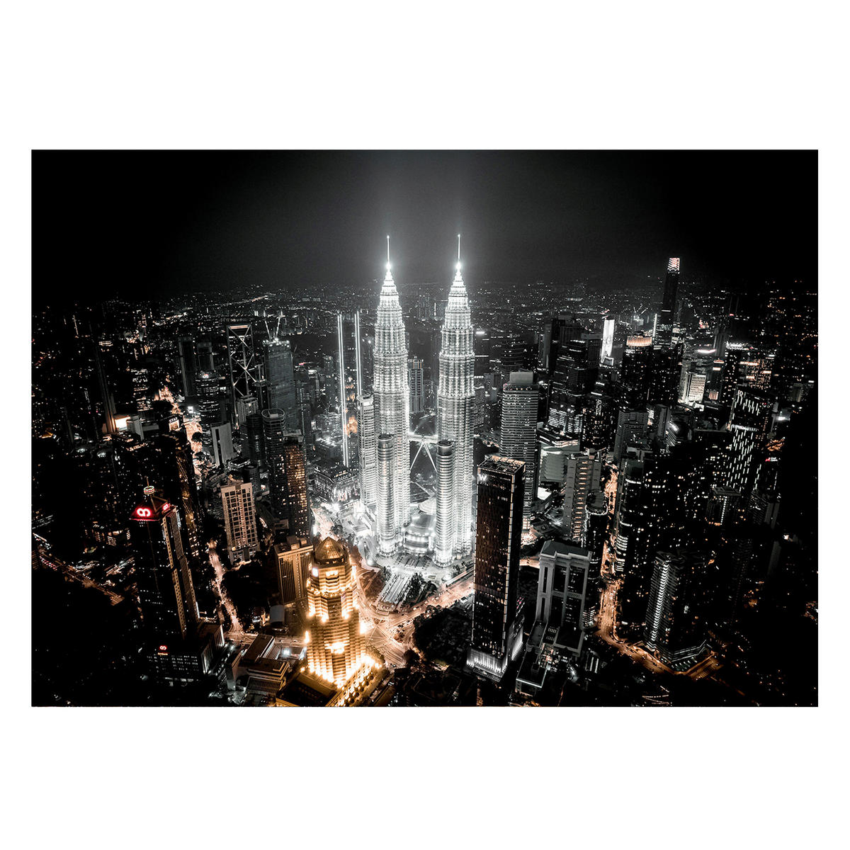 GLASBILD Städte 70/100 cm  - Goldfarben/Schwarz, Basics, Glas/Papier (70/100cm)