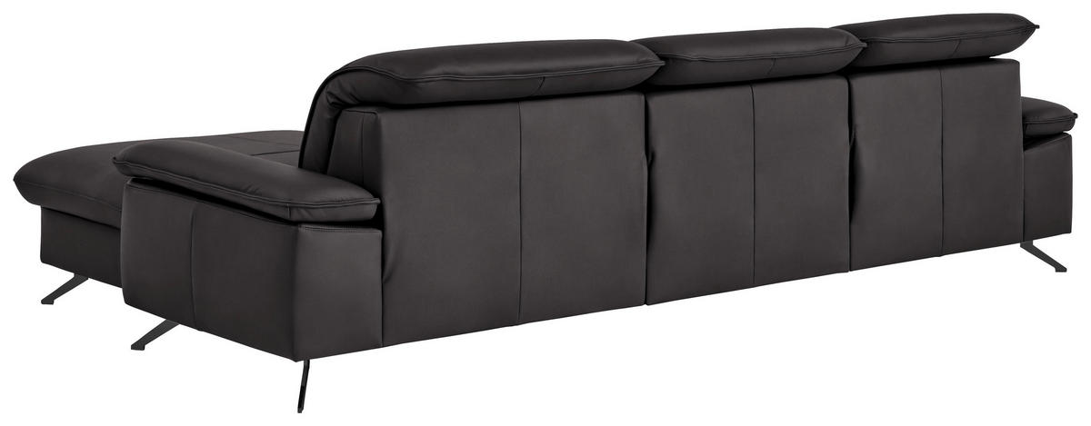 ECKSOFA  Echtleder Schwarzbraun  - Schwarzbraun/Schwarz, Design, Leder/Metall (307/169cm) - Beldomo Premium