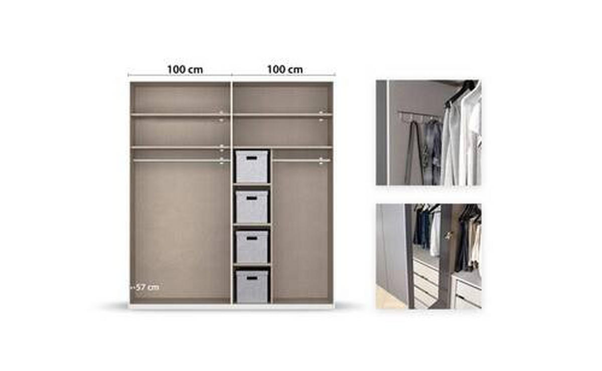 DREHTÜRENSCHRANK 201/223/60 cm 4-türig Weiß  - Chromfarben/Weiß, Design, Holzwerkstoff/Metall (201/223/60cm) - home24