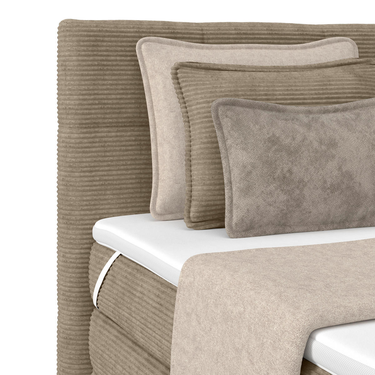 BOXSPRINGBETT 160/200 cm,  in Schlammfarben, gepolstertes Kopfteil, Bettkasten, Topper, Matratzen, H2 + H2 = mittel  - Schlammfarben, KONVENTIONELL, Holz/Holzwerkstoff (160/200cm)