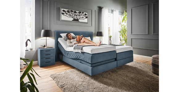 BOXSPRINGBETT 160/200 cm  in Blau  - Blau, KONVENTIONELL, Holz/Textil (160/200cm) - Dieter Knoll