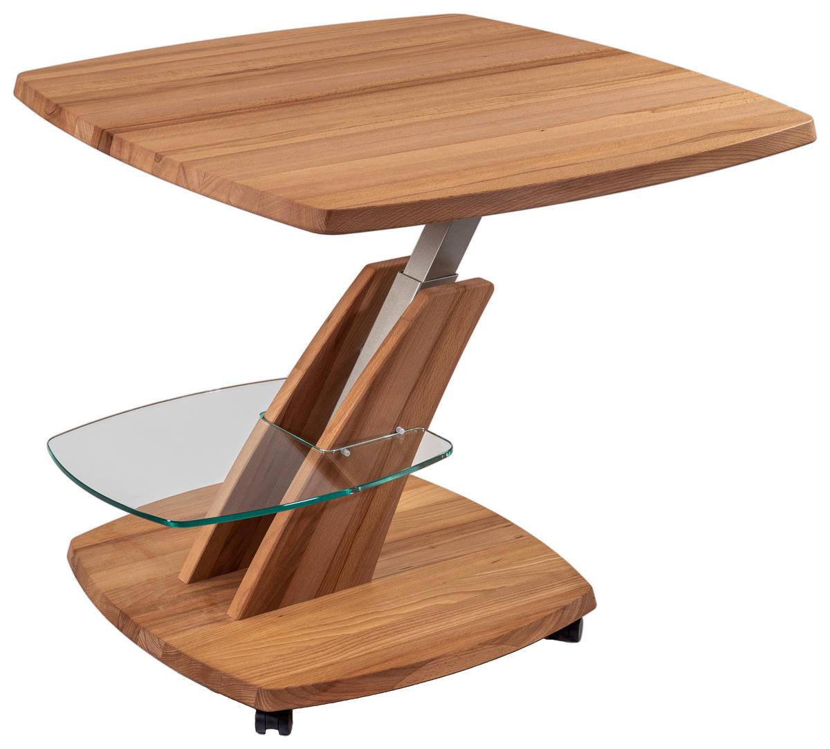 BEISTELLTISCH in Holz, Glas 70/70/47-64 cm  - Kernbuche, Modern, Glas/Holz (70/70/47-64cm) - Venda