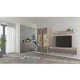 WOHNWAND 4-teilig  in Grau, Eichefarben  284/204/41 cm  - Eichefarben/Schwarz, KONVENTIONELL, Glas/Holzwerkstoff (284/204/41cm) - Carryhome