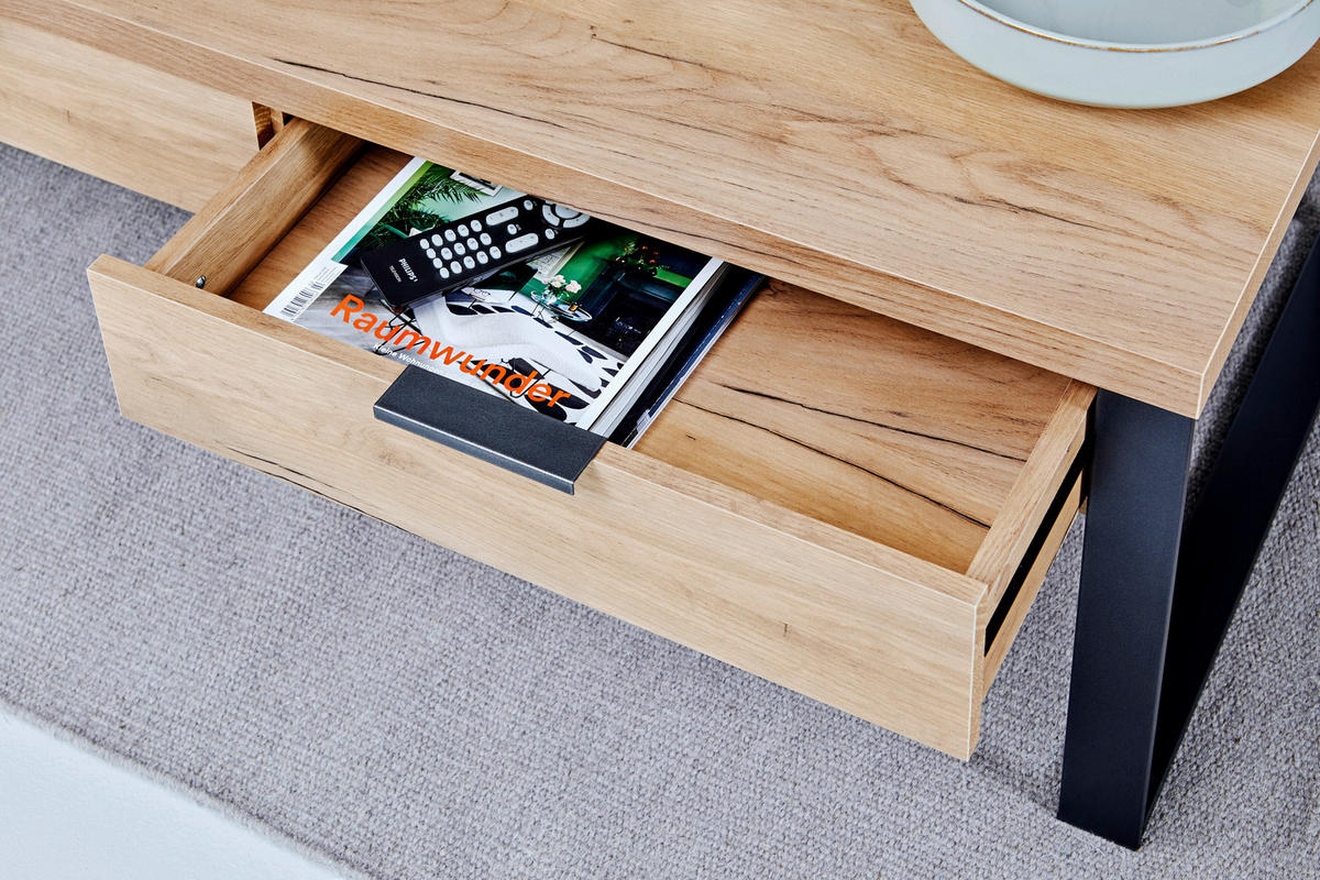 COUCHTISCH in Metall, Holzwerkstoff 118/59/40 cm  - Eichefarben/Anthrazit, Design, Holzwerkstoff/Metall (118/59/40cm)