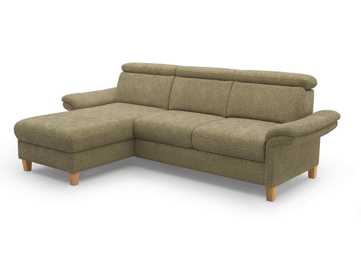 ECKSOFA GLENDALE E Olivgrün Chenille  - Eichefarben/Olivgrün, KONVENTIONELL, Holz/Textil (166/253cm) - Sit & More