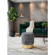 HOCKER in Holz, Metall, Textil Schwarz, Weiß, Goldfarben  - Goldfarben/Schwarz, KONVENTIONELL, Holz/Textil (35/42/35cm) - Xora