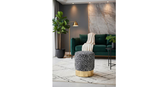 HOCKER in Holz, Metall, Textil Schwarz, Weiß, Goldfarben  - Goldfarben/Schwarz, KONVENTIONELL, Holz/Textil (35/42/35cm) - Xora