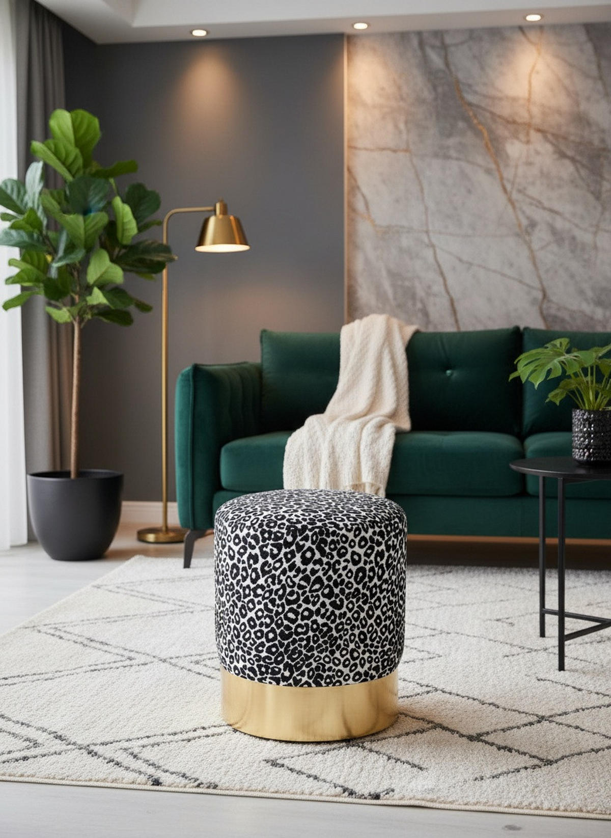 PALL i trä, metall, textil svart, vit, guldfärgad  - vit/svart, Klassisk, metall/trä (35/42/35cm) - Xora