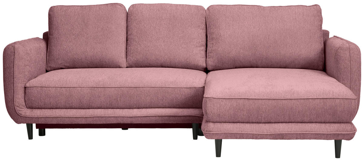 ECKSOFA in Struktur Altrosa  - Schwarz/Altrosa, Konventionell, Holz/Textil (247/170cm) - Carryhome