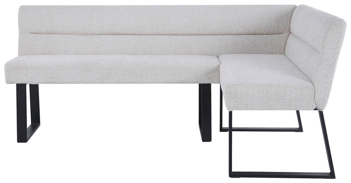 ECKBANK 190/150 cm Leinenoptik Beige   - Beige/Schwarz, KONVENTIONELL, Textil/Metall (190/150cm) - MID.YOU