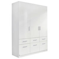 DREHTÜRENSCHRANK in Weiss, Weiss Hochglanz  - Weiss Hochglanz/Weiss, Design, Holzwerkstoff/Kunststoff (136/197/54cm) - Carryhome