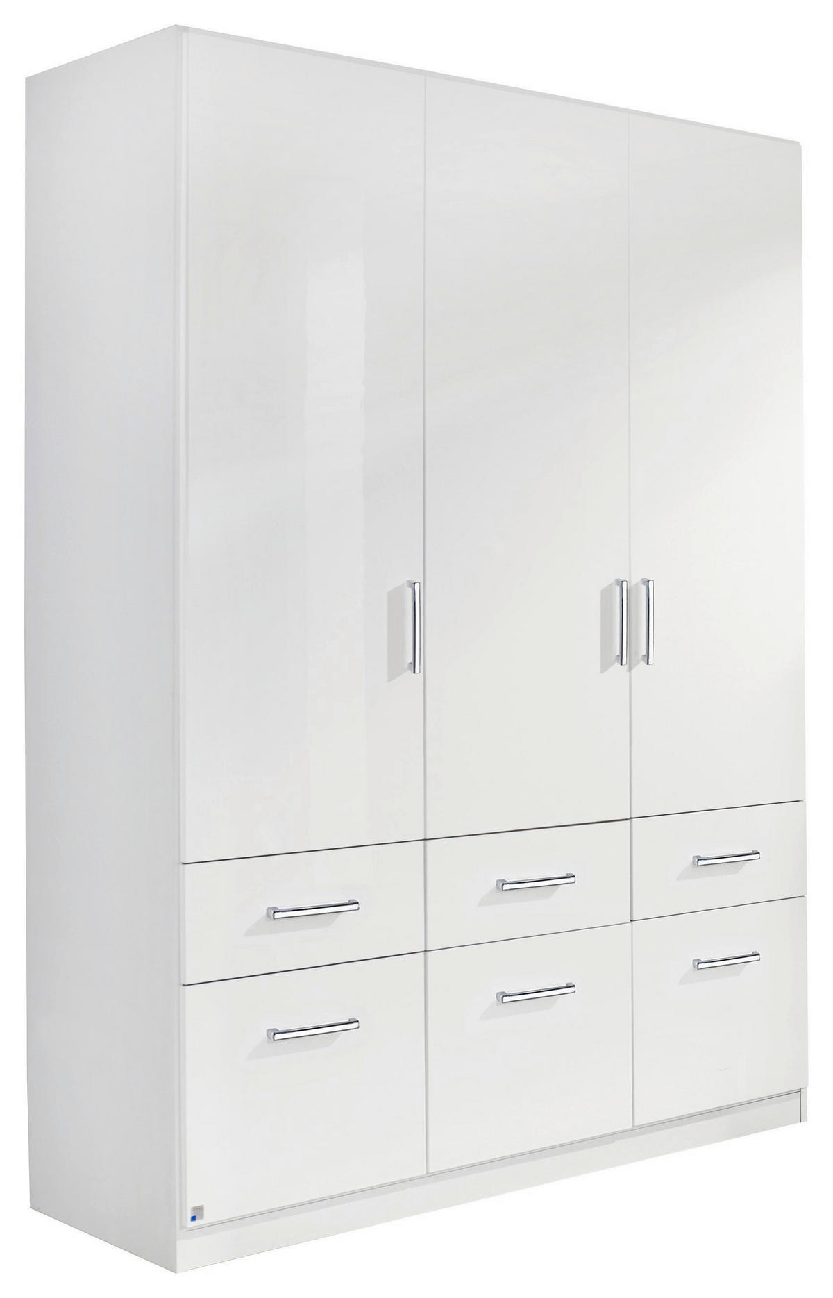 DREHTÜRENSCHRANK in Weiss, Weiss Hochglanz  - Weiss Hochglanz/Weiss, Design, Holzwerkstoff/Kunststoff (136/197/54cm) - Carryhome