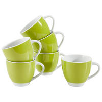 TASSENSET VARIO 6-teilig  - Weiß/Grün, Basics, Keramik (10,5/7,3/8cm) - Van Well