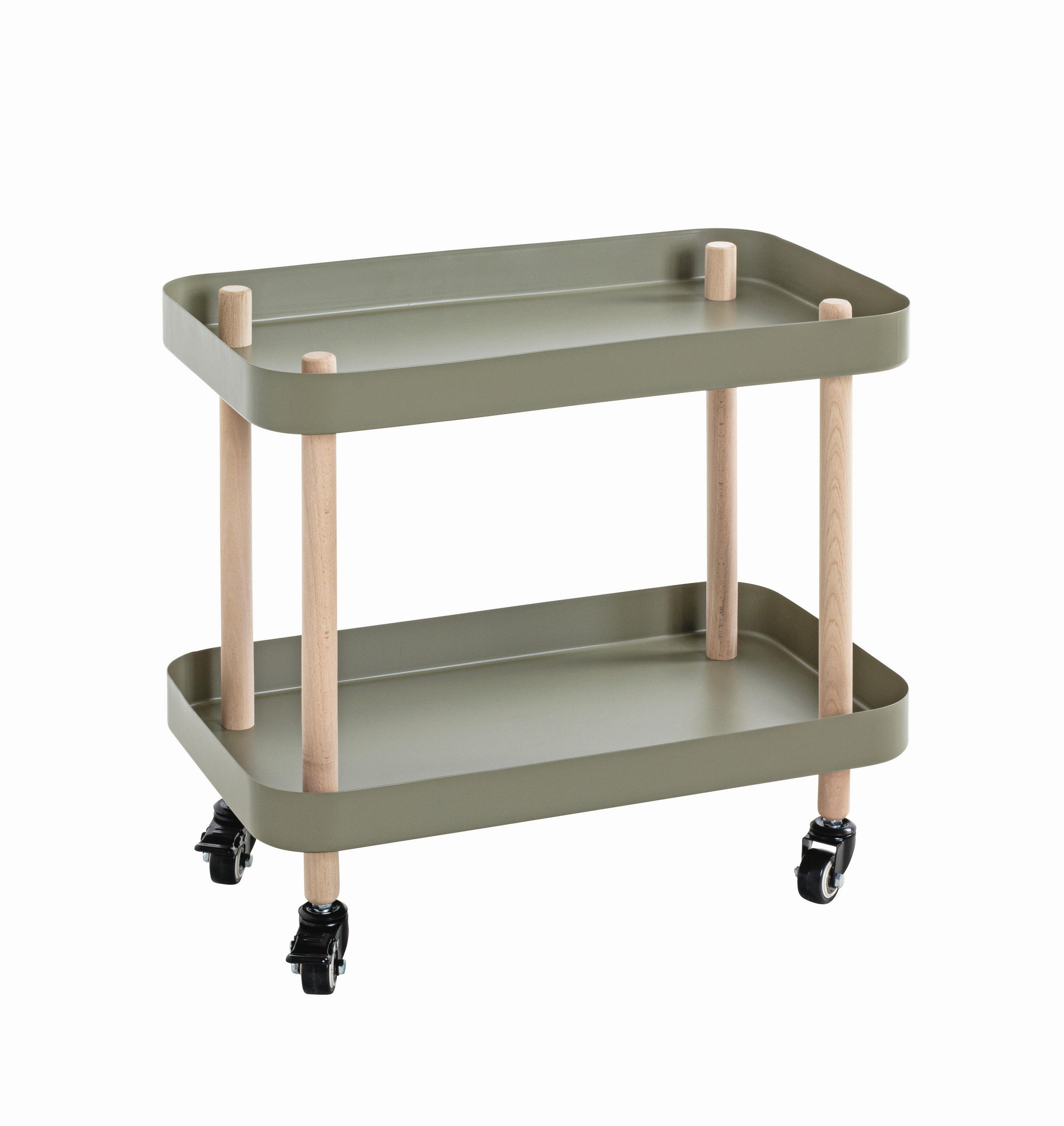 SERVIERWAGEN Buche massiv Grün, Naturfarben, Buchefarben  - Buchefarben/Naturfarben, MODERN, Holz/Metall (50/30/47cm)