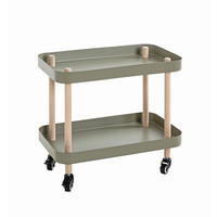 SERVIERWAGEN Buche massiv Grün, Naturfarben, Buchefarben  - Buchefarben/Naturfarben, MODERN, Holz/Metall (50/30/47cm)