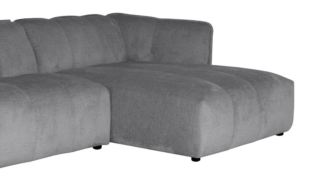 ECKSOFA LIVOLI in Chenille Hellgrau  306/160 cm  - Hellgrau/Schwarz, Design, Textil (306/160cm) - MID.YOU