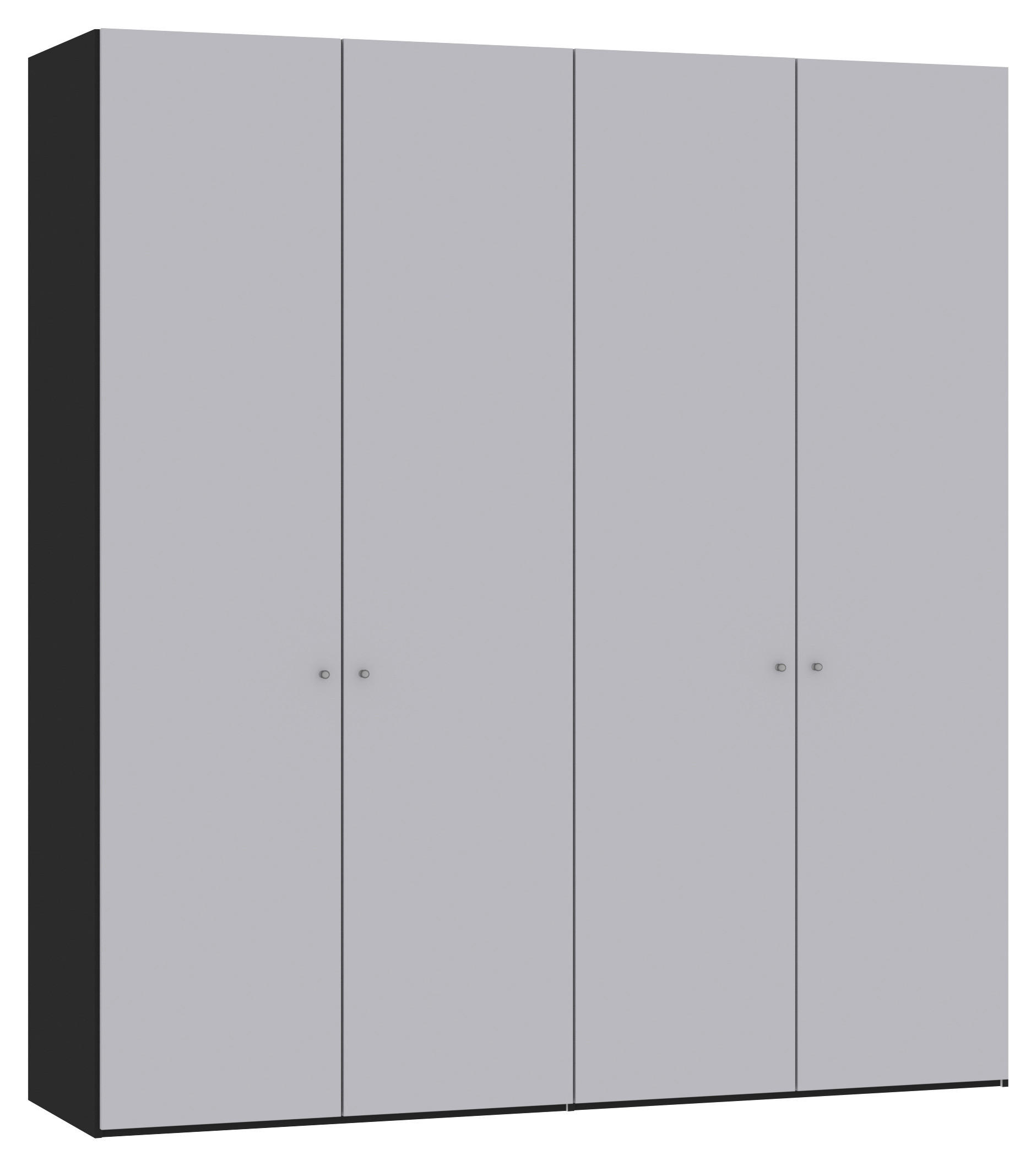DREHTÜRENSCHRANK 203/220/59 cm 4-türig Schwarz, Hellgrau  - Silberfarben/Hellgrau, Design, Glas/Holzwerkstoff (203/220/59cm) - Jutzler