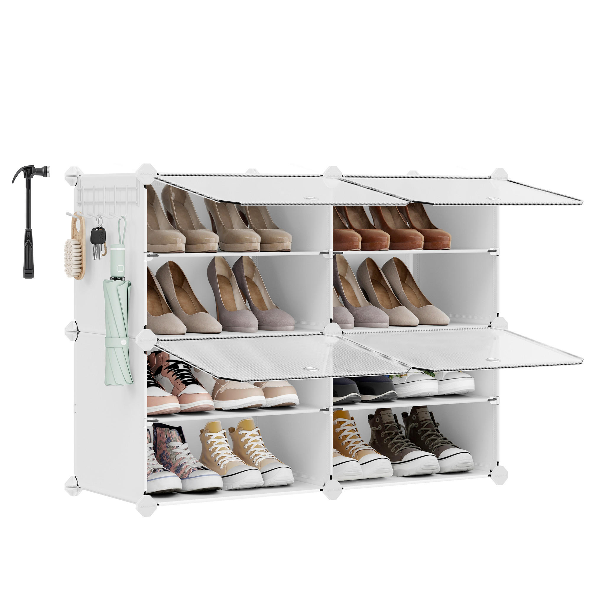 REGÁL NA TOPÁNKY, biela, 83/63/32 cm - biela, Basics, kov/plast (83/63/32cm)