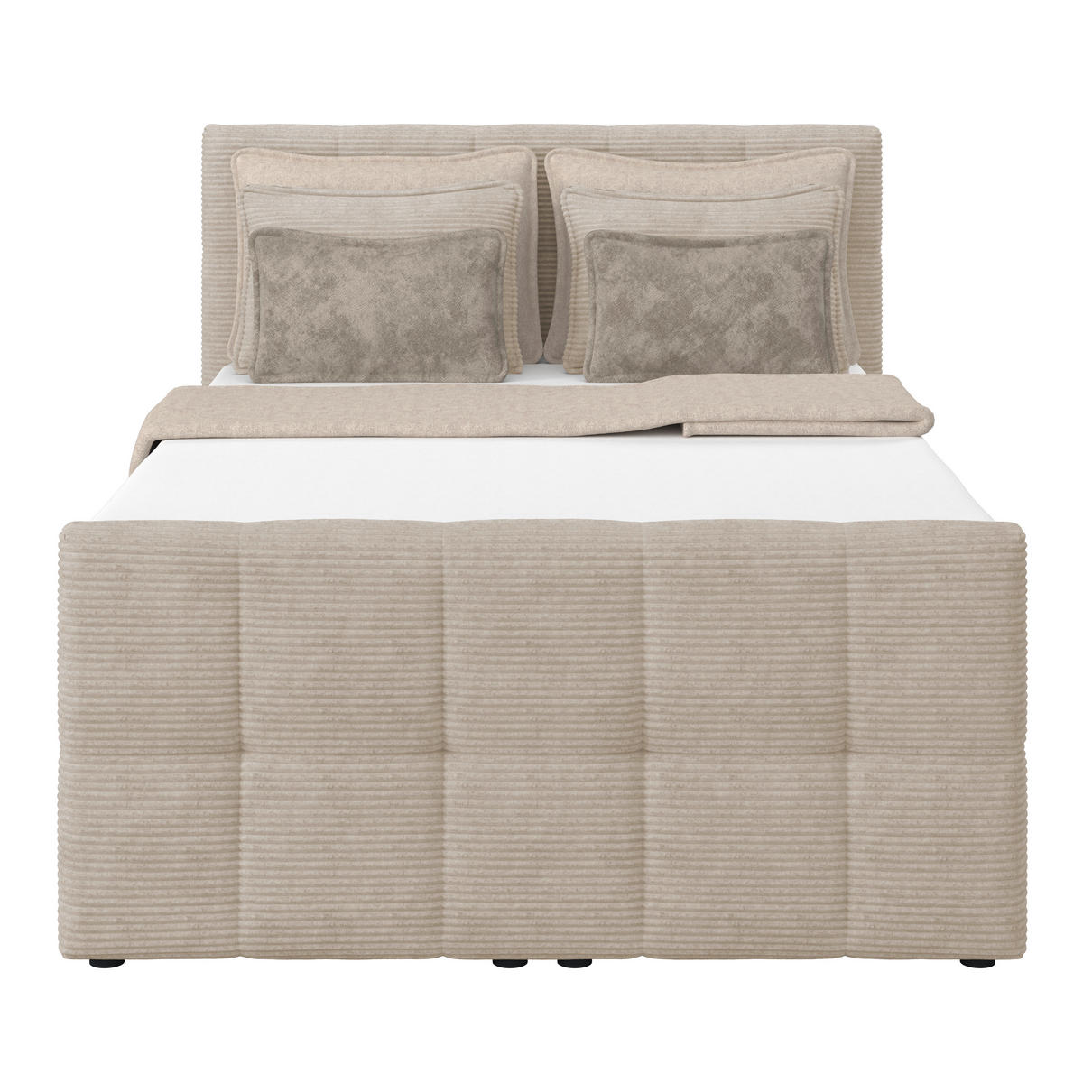 BOXSPRINGBETT 140/200 cm,  in Beige, gepolstertes Kopfteil, Bettkasten, Topper, Matratzen, H4 + H4 = sehr fest  - Beige, KONVENTIONELL, Holz/Holzwerkstoff (140/200cm) - Luca Bessoni