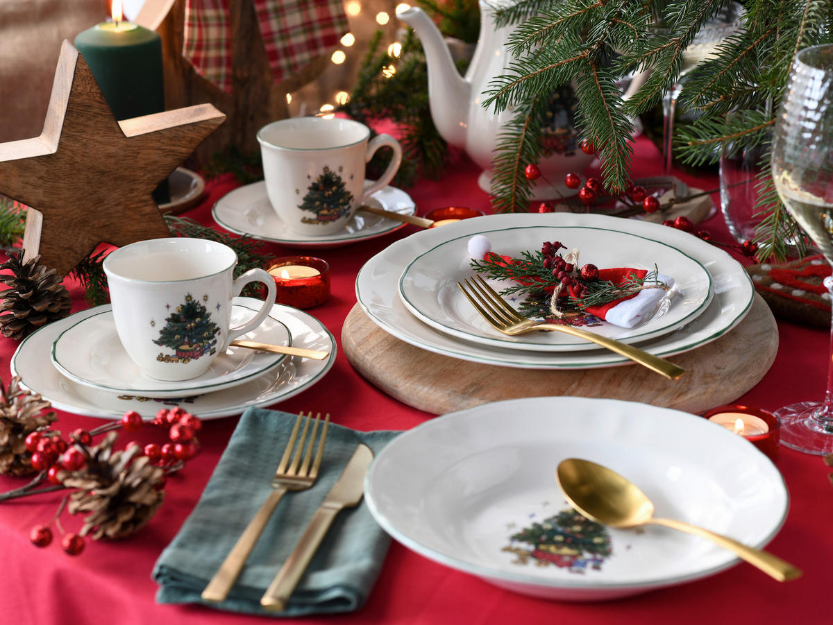 KOMBISERVICE Tannenbaum bunt 30-teilig  - Weiss/Multicolor, Basics, Keramik - Creatable