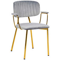 SADA ŽIDLÍ S PODRUČKAMI 2 kusy - šedá/barvy zlata, Moderní, kov/textil (63/80/51cm) - MID.YOU