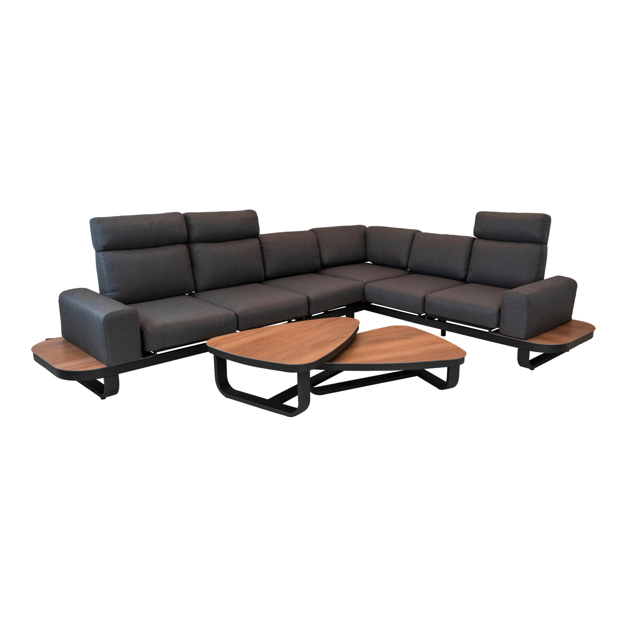 LOUNGEGARNITUR Aluminium  - Anthrazit/Buchefarben, MODERN, Kunststoff/Textil (320/255cm) - Ambia Garden