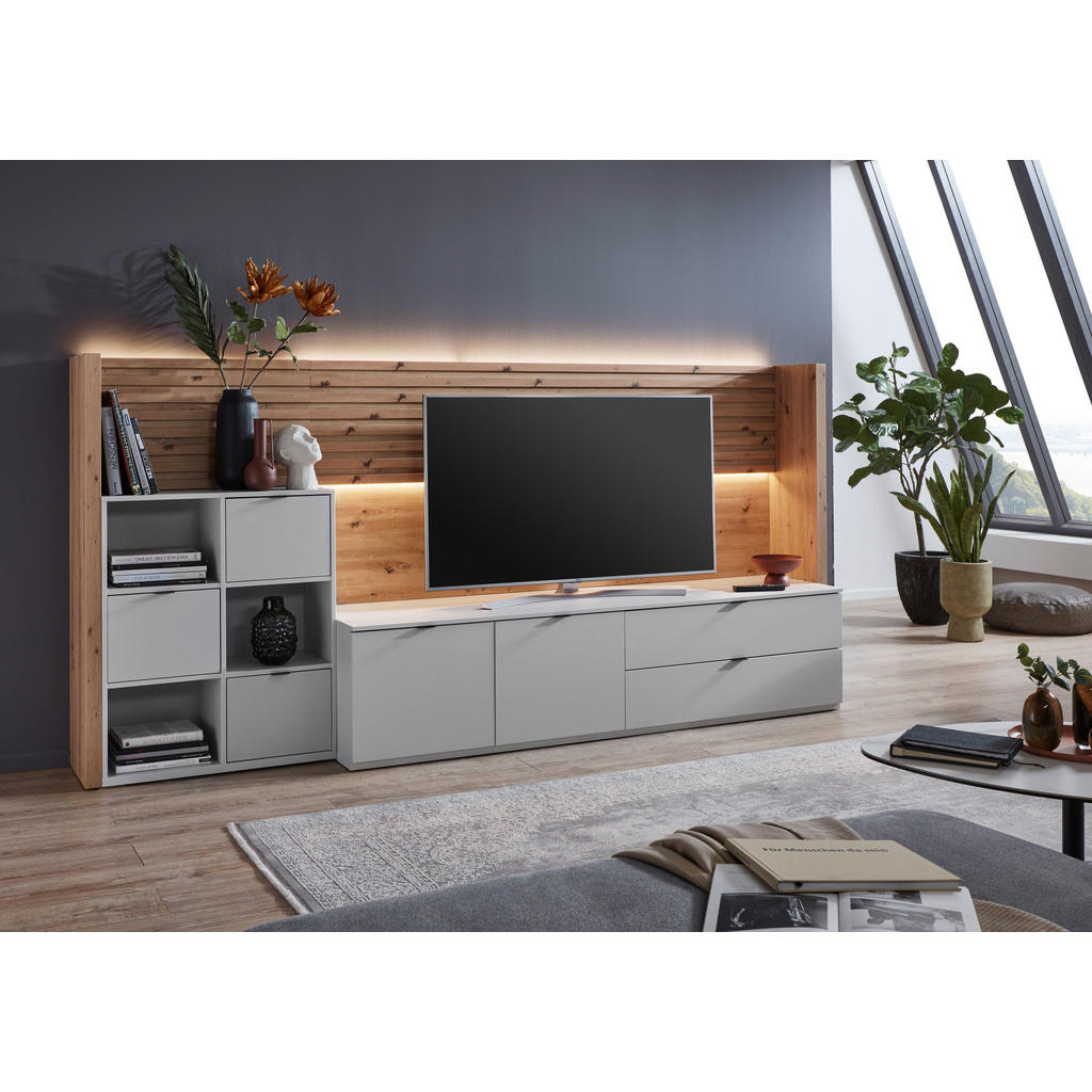 Thumbnail - Stylife Highboard, Hellgrau, Holzwerkstoff, 4 Fächer, 78x93x35.8 cm, stehend, Wohnzimmer, Kommoden & Sideboards, Highboa...