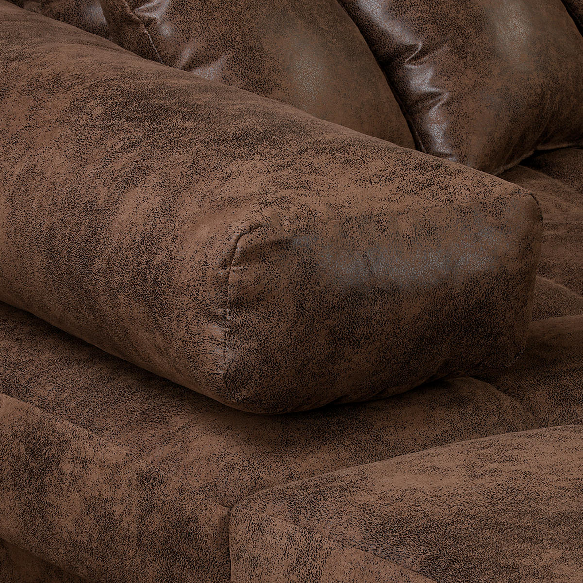 ECKSOFA Lederlook Dunkelbraun  - Dunkelbraun/Schwarz, Design, Kunststoff/Textil (243/284cm) - P & B