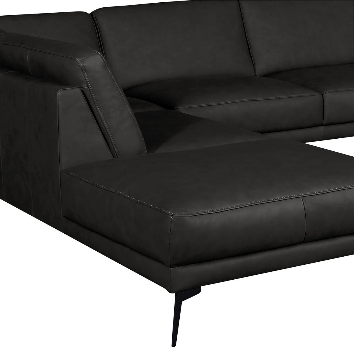 ECKSOFA in Echtleder Schwarz  - Schwarz, Design, Leder/Metall (250/273cm) - Livetastic