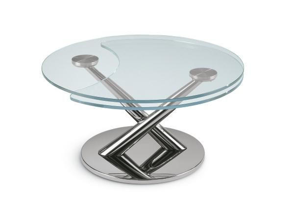 COUCHTISCHE Klarglas Naos Abra Klarglas 80(128)/80/40 cm rund Chromfarben  - Chromfarben, Design, Glas/Metall (80(128)/80/40cm) - Naos