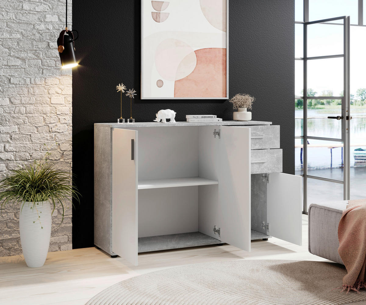 KOMMODE Bobby  in 120/82/35 cm  - Silberfarben/Weiß, KONVENTIONELL, Holzwerkstoff/Kunststoff (120/82/35cm) - Carryhome