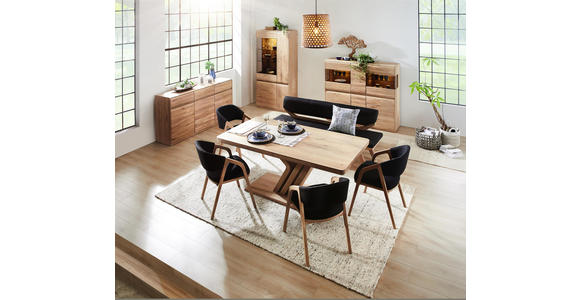 SITZBANK 190/81/56 cm in Anthrazit, Eichefarben - Eichefarben/Anthrazit, Natur, Holz/Textil (190/81/56cm) - Linea Natura