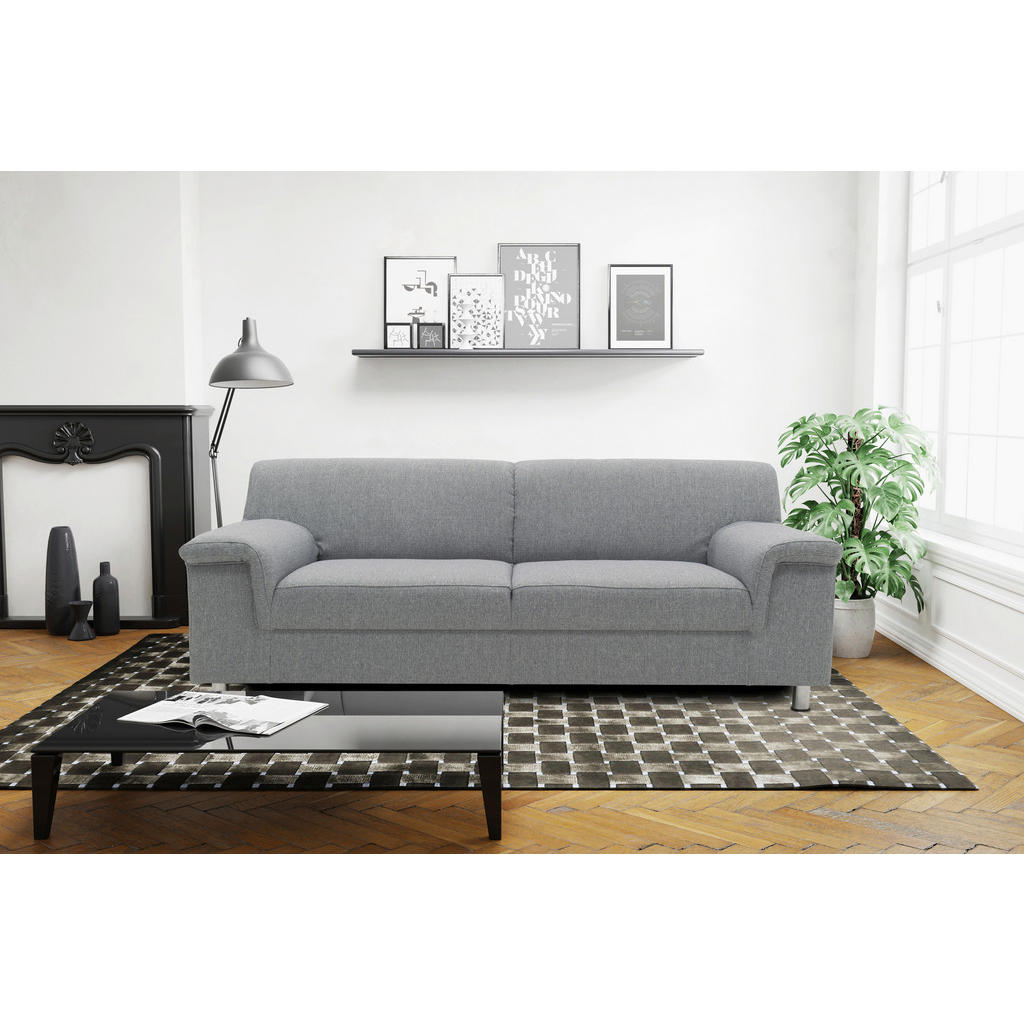 Thumbnail - Mid.you 2-Sitzer-Sofa, Silber, Textil, Uni, 145x72x80 cm, Made in EU, Rücken echt, Armteil links, rechts, Wohnzimmer, So...