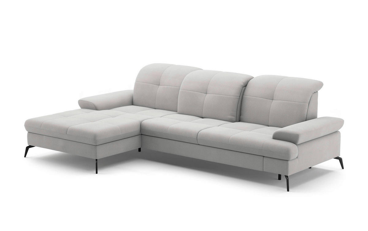 ECKSOFA Silberfarben Flachgewebe  - Silberfarben/Schwarz, KONVENTIONELL, Textil/Metall (185/279cm) - Sit & More