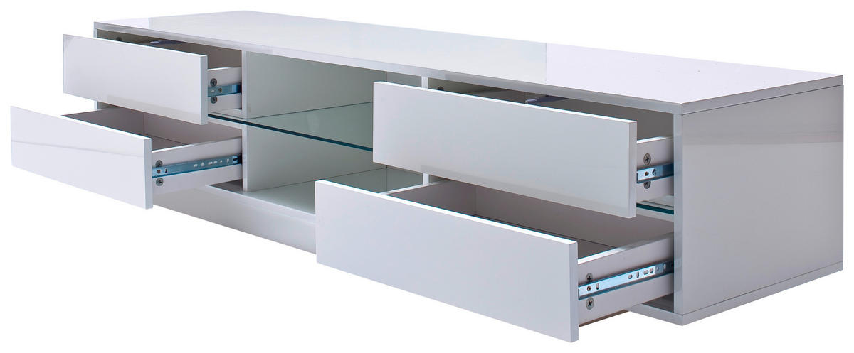 TV-ELEMENT 160/36/40 cm  - Weiss Hochglanz, Design, Glas/Holzwerkstoff (160/36/40cm)