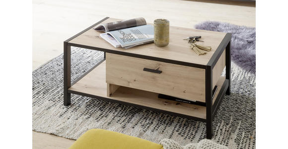 COUCHTISCH 92/55/44 cm rechteckig Anthrazit, Eichefarben - Eichefarben/Anthrazit, Design, Holzwerkstoff/Metall (92/55/44cm) - Carryhome