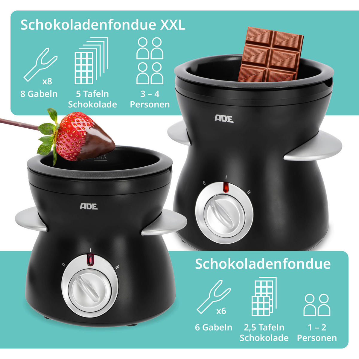 SCHOKOLADENFONDUESET  - Schwarz, Basics, Kunststoff (14,3/13/13,10cm) - ADE