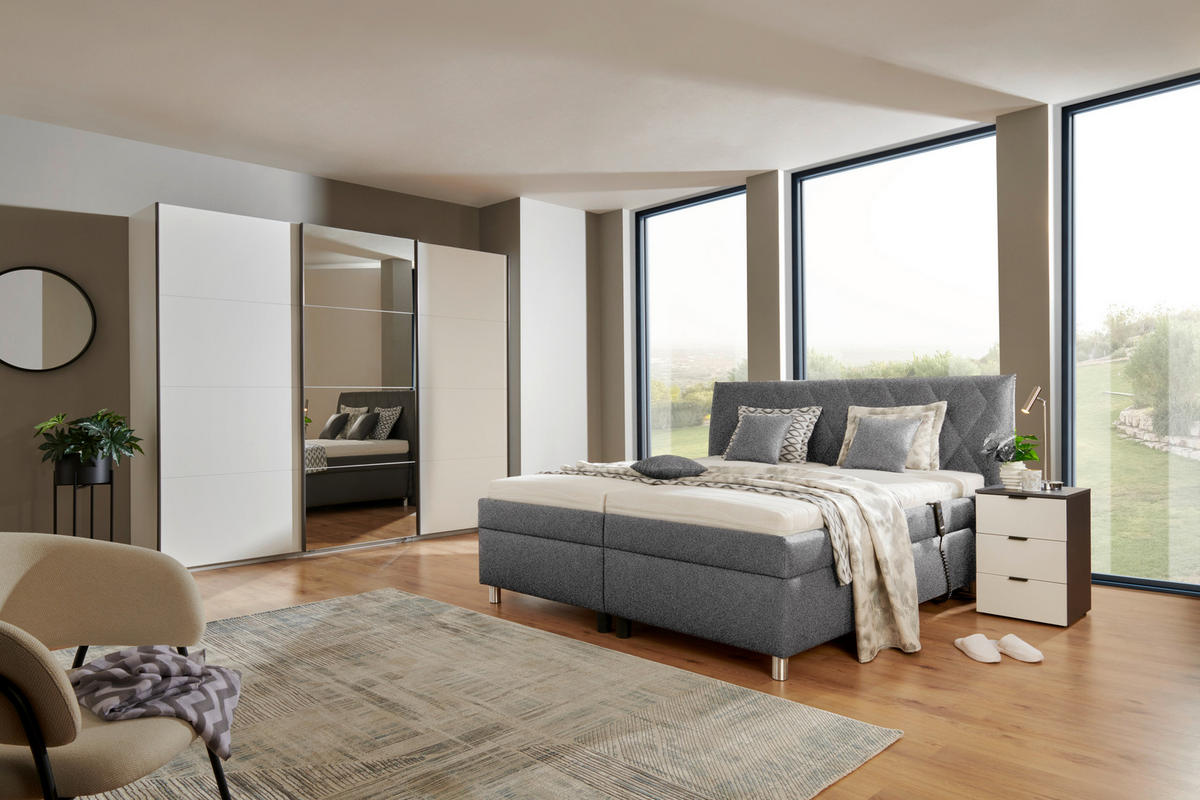 POLSTERBETT 160/200 cm  in Grau  - Weiss/Silberfarben, Konventionell, Holz/Textil (160/200cm) - Esposa