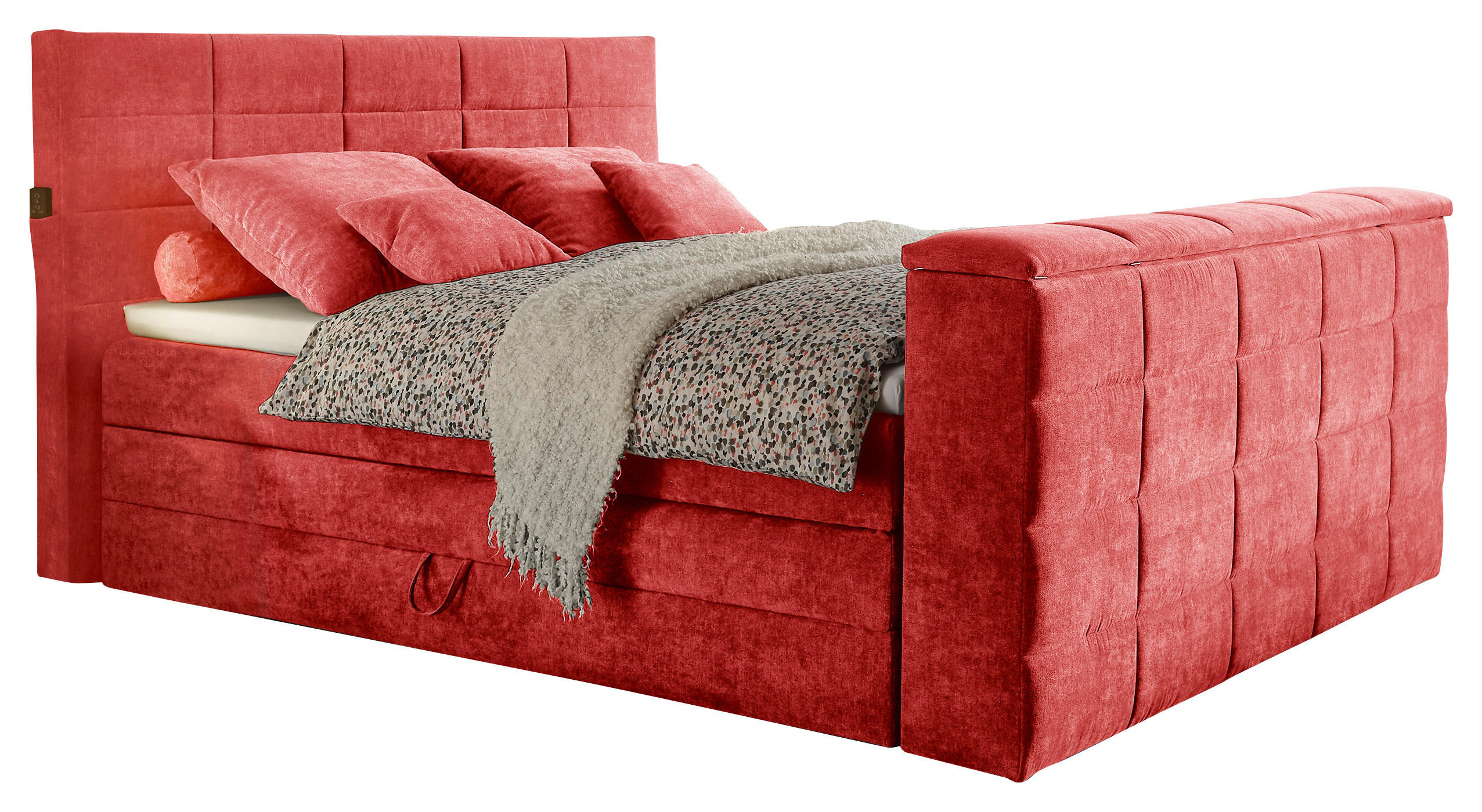BOXSPRINGBETT 180/200 cm  in Rot  - Rot, KONVENTIONELL, Textil (180/200cm) - Carryhome