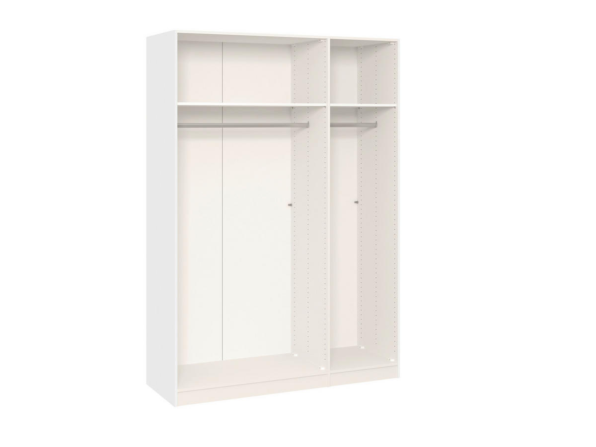 DREHTÜRENSCHRANK  in Weiß  - Chromfarben/Weiß, Design, Glas/Holzwerkstoff (152/215/59cm) - Carryhome